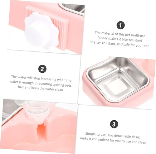 1set Hanging Pet Feeder Automatic Food Water Dispenser for Cats Dogs Detachable Design for Cage Use Convenient Dual Feeding