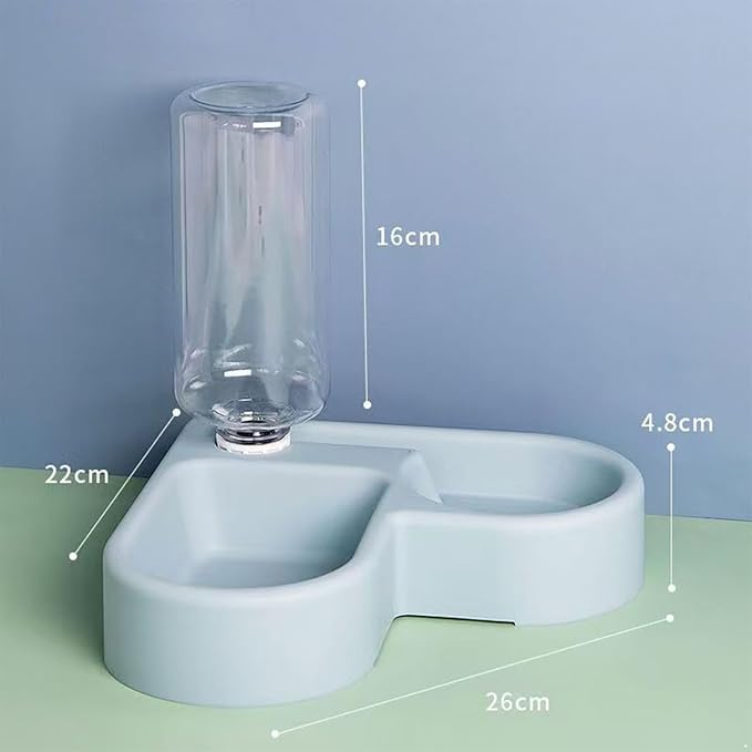 TiaoBug Pet Automatic Water Feeder and Food Bowl Gravity Auto Refill Waterer Feeder for Dogs Cats Grey One Size