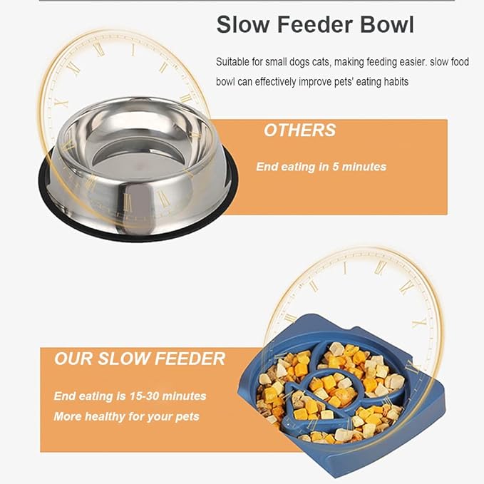 2-in-1 Double Dog Cat Bowls, Pet Water and Food Bowl Set, 320ml Automatic Water Dispenser Detachable Stainless Steel Bowl No-Spill Dog Waterer, Pet Feeder Auto Pets Waterer for Cat and Small Dog