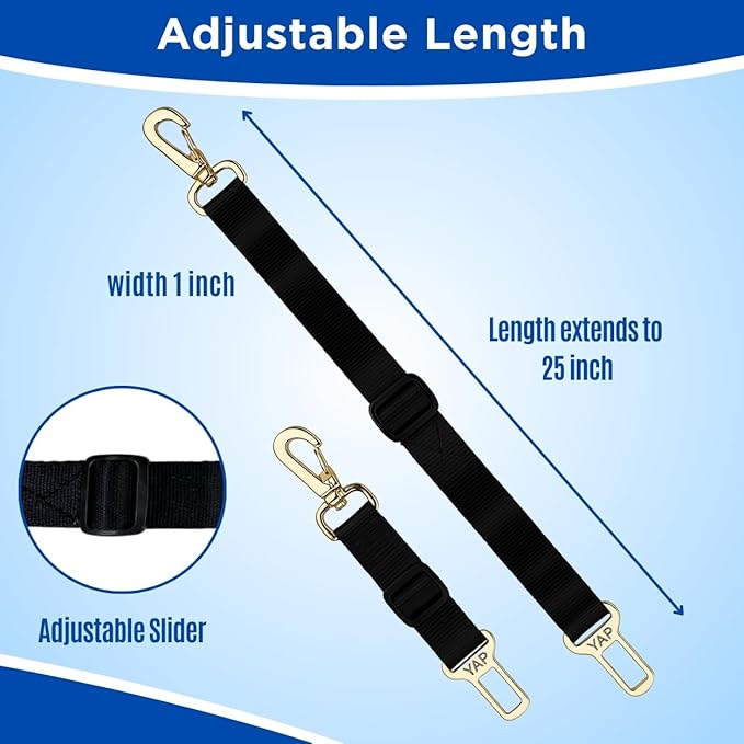 YAP Universal Pet Seat Belt® – Retractable Dog Car Harness Seat Belt, Adjustable Dog Car Seat Belt with Heavy Duty Swivel & Steel Clip Hook (Small-Medium)
