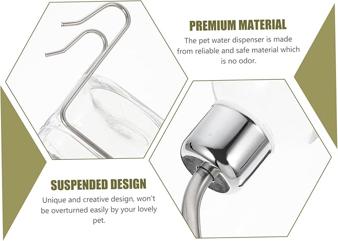 BESPORTBLE Automatic PET Water Dispenser Leak-Proof Dog Cat Hanging Water Bottle 500ml Gravity Feeder for Rabbits Small Animals and Pets