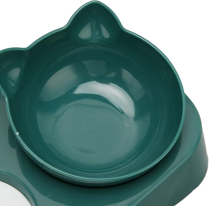 Dog Cat Bowl with Automatic Water Dispenser Bottle, Automatic Water Feeder Food Dish Set Cat Food Water Bowl Set for Dogs Cats (Dark Green)