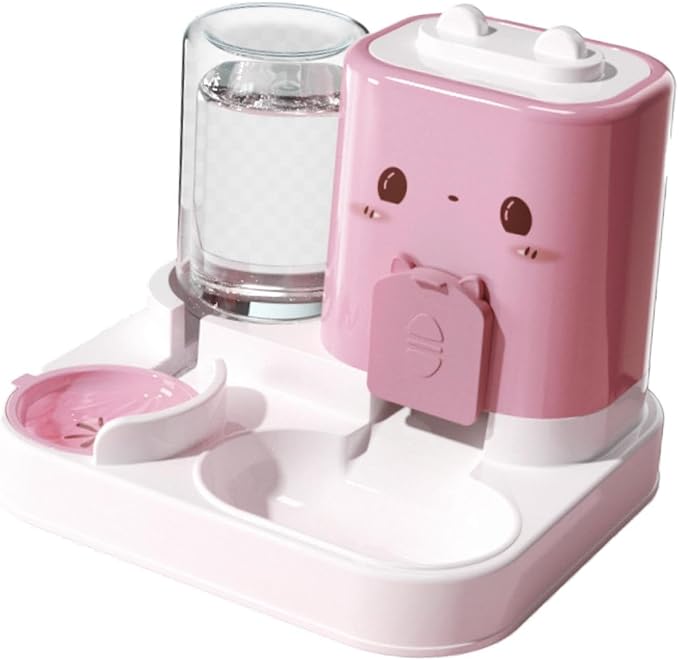 2 in 1 Automatic Pet Feeder with Water Dispenser, 1800ml Food & 800ml Water Capacity, Removable Portable Cat Dog Feeding Bowl for Small Animals Puppy-