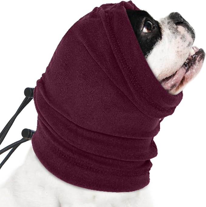 Nanaki Calming Hoodie Dog Ear Cover Dull Red,M -Soft No Shake Dog Ear Wrap Hematoma, Adjustable Head Protection for Fireworks Grooming, Anxiety Relief, Thunderstorm, Bathing Noise Protection