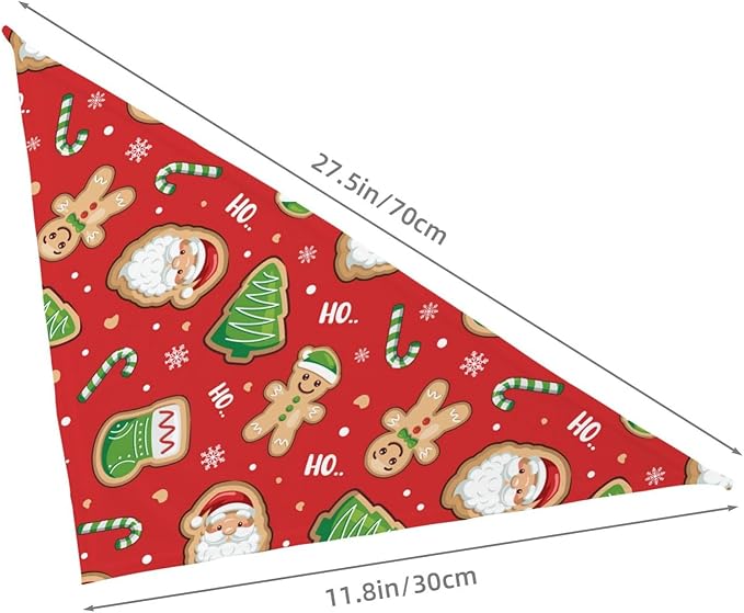 Christmas Gingerbread Man Santa Claus Tree Candy Cane Cute Dog Bandana Scarf Triangle Bibs Pet Accessories Cat Kerchief White40 One Size