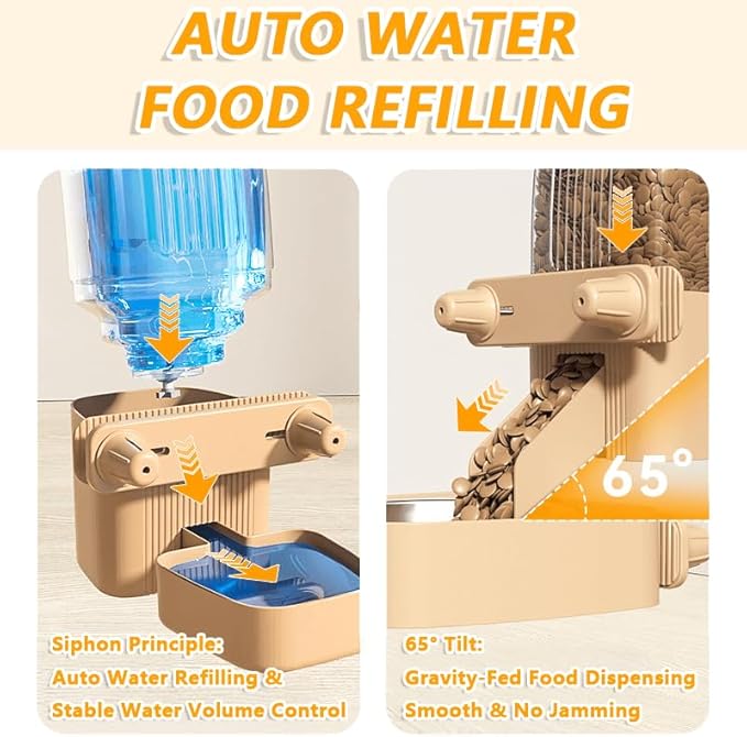 2-Pack Large-Capacity Hanging Automatic Pet Feeder & Water Dispenser - Refillable from Outside The Cage, 50oz/1500ml, for Small/Medium Dogs, Cats, Rabbits & Guinea Pigs
