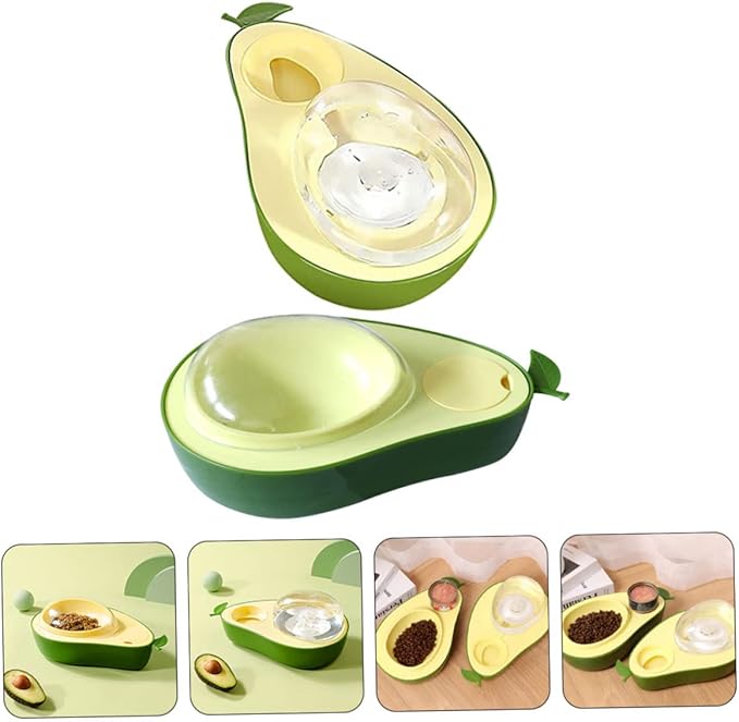 Generic 2pcs Cat Feeder and Water Dispenser Fruit-Shaped Automatic Feeding Station for Cats and Dogs Safe Material Dual Food and Water Bowls