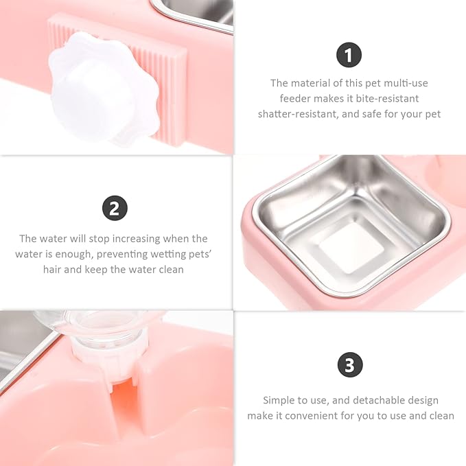 Mipcase 1set Automatic Water Pet Bowl Hanging Feeder for Cats and Dogs Detachable Design Dual Bowls for Convenient Feeding and Hydration Box