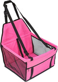 Dog Car Seat,Scratch Proof Durable Pet Booster Front Puppy Safety Belt Stable Foldable Travel(Pink)