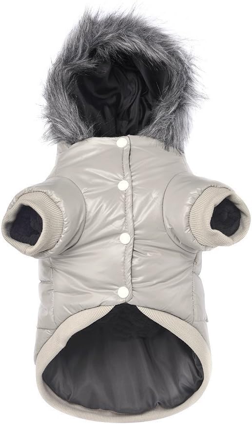 LESYPET Dog Coat for Small Dogs, Windproof Doggie Puffer Jacket with Leash Hole, Extra Warm Dog Jacket Winter Coat, Grey M