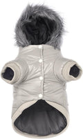 LESYPET Dog Coat for Small Dogs, Windproof Doggie Puffer Jacket with Leash Hole, Extra Warm Dog Jacket Winter Coat, Grey L