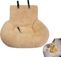 Dog Car Seat with Thick Cushion Travel Pet Bed with Seat Belt Car Seat Dog Bed for Large and Small Dogs (Light Apricot, Small)