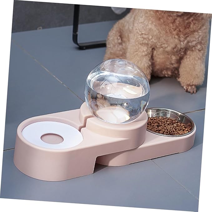 SUPVOX Creative Automatic Pet Water Feeder with Double Bowl Design Practical Pet Water Dispenser for Cats and Dogs Pink Color Non-Spill Design for Home