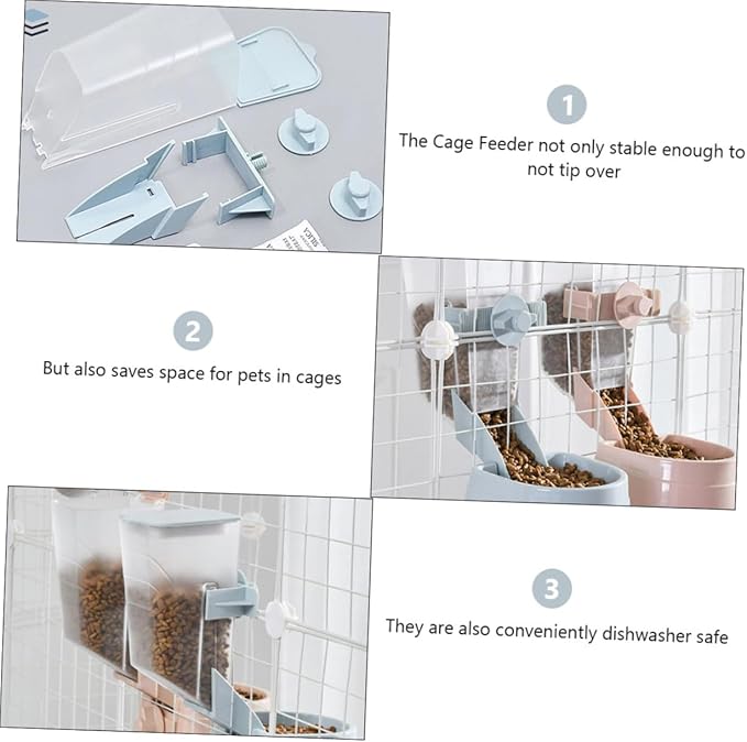 2l Hanging Automatic Dog Feeder with Bowl, Pet Food Dispenser for Kennel Cage, Pet Feeder Suitable for Puppies and Dogs