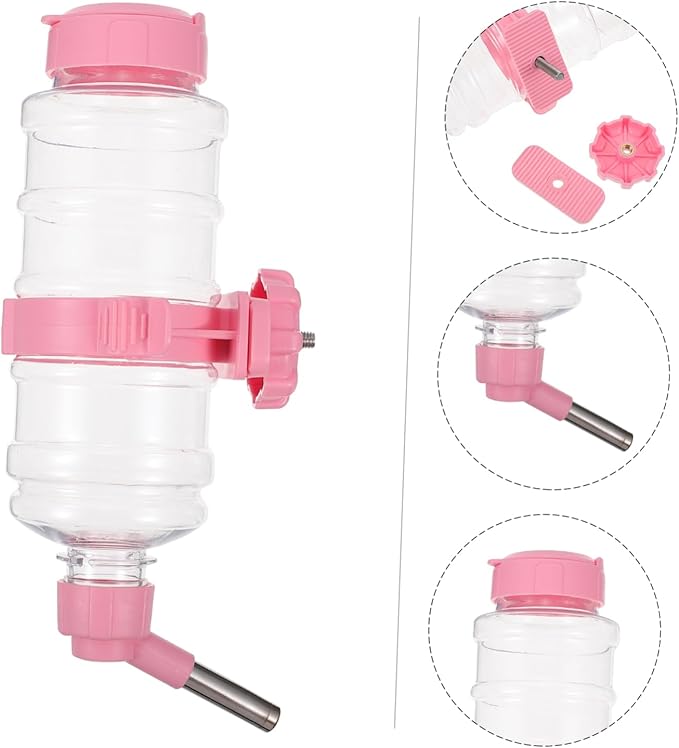 1pc Hanging Pet Water Dispenser Animal Water Bottle for Bunny Pink Feeding Bowl Automatic Feeder