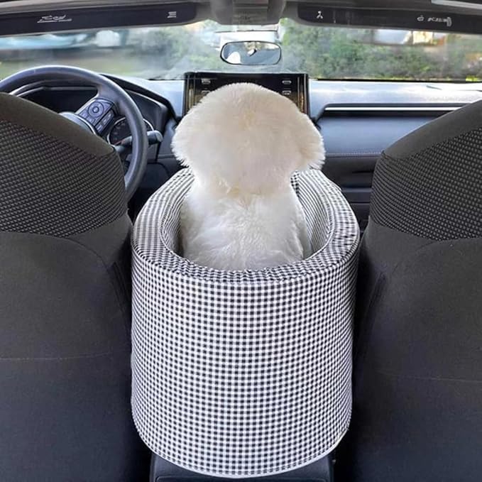 Generic Waggle Portable Pet Nonslip Car Seat with Seat Belt (Coffee White, Free Size)