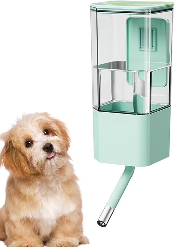 Dog Water Bowl Dispenser,Cage Mounted Top Fill Drinking Bottle,49oz Spill-Proof Automatic Dog Water Bowl | for Small Medium Sized Pets Cat Kitten Puppy Rabbits Home Living Room