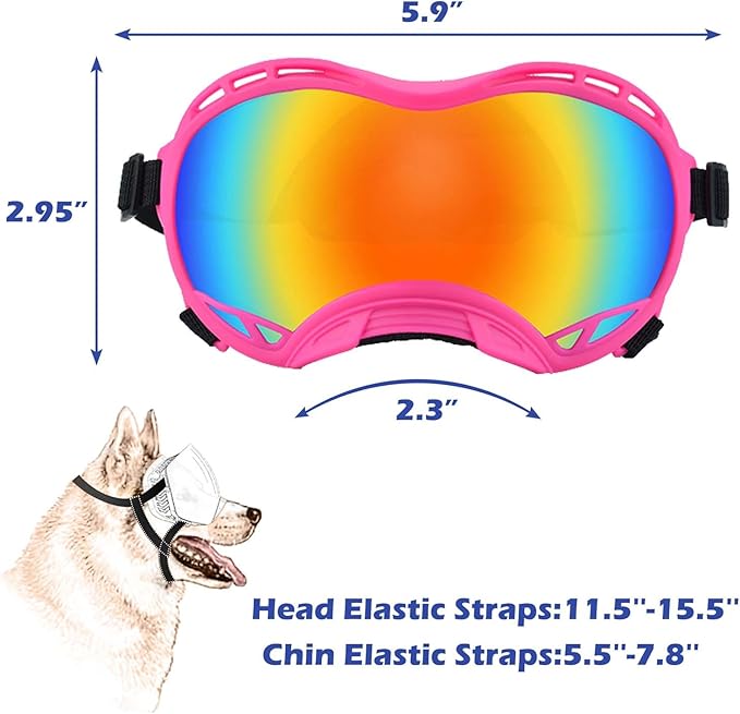 Dog Sunglasses,Doggles Anti-UV Protection,Pet Sunglasses with Adjustable Strap,Suitable for Motorcycle Car Driving Bike Riding Hiking Swimming Wind Dust Fog Dog Eye Protection