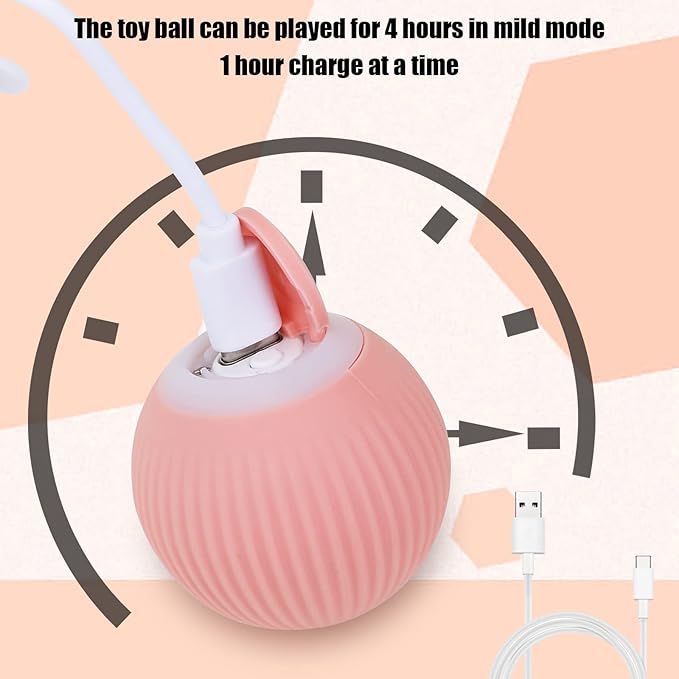 Interactive Cat Toys Ball, Automatic 360° Self-Rotating Rolling Ball with USB Rechargeable pet Exercise Chase Toy Balls for Kitten & Dog Playing -Pink