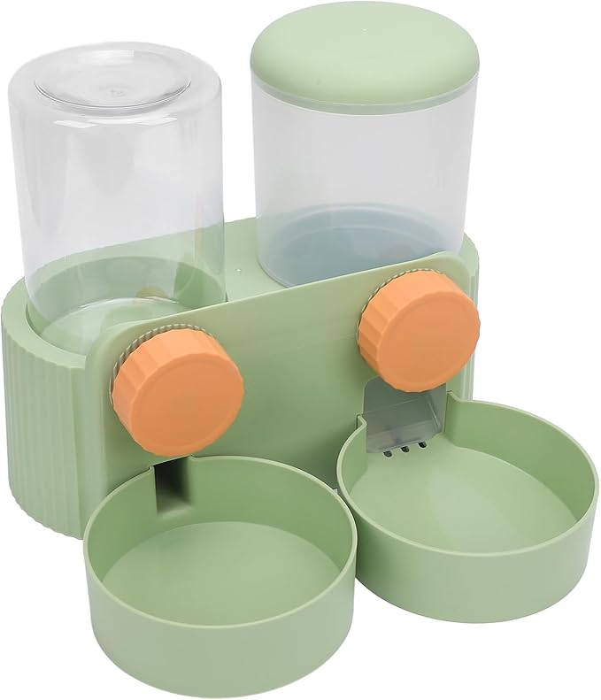 Fabater Automatic Dog Feeder, Space Saving Hanging Design Smart Feeding Schedule Automatic Cat Feeder, Pet Water Dispenser with Dual Bowl System for Small and Medium Dogs Cats (Green)