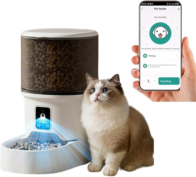Smart Camera Pet Feeder with HD Camera, 4L Automatic Dog & Cat Food Dispenser with Wi-Fi, 2-Way Audio, Timer & Remote Control for Small/Medium Pets