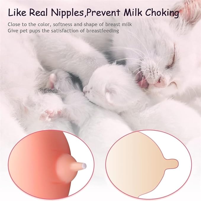 NANZU Silicone Puppy Pet Milk Feeder, Kitten Supplies, 4 Nipples Feeding Station for Puppies/Doggie/Cats/Dog Small Size Animals, 200ml