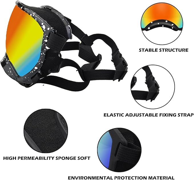 Winproof Large Dog Sunglasses with Adjustable Strap, UV Protection, Soft Goggles for Medium-Large Dogs