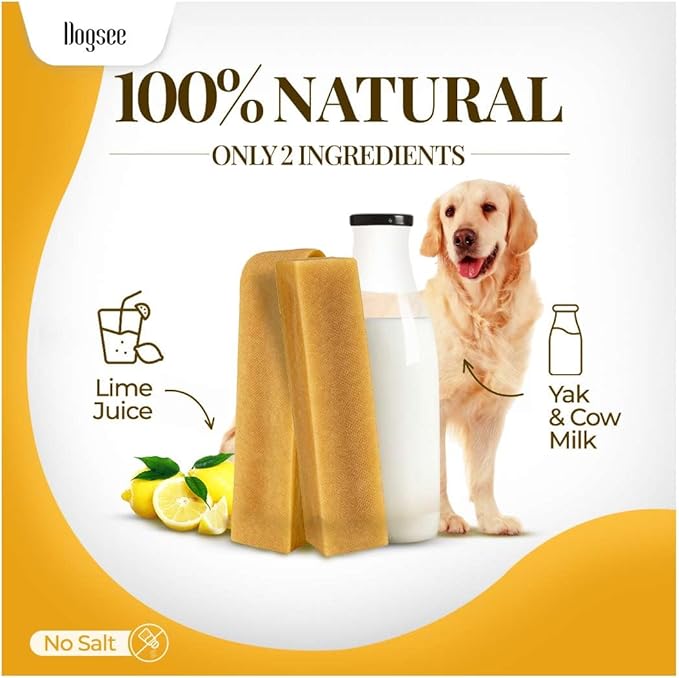 Dogsee Original Himalayan Yak Cheese Chews 1lb (XL - 3 Pieces) | Rawhide-Free | Long-Lasting | Fights Plaque & Tartar | Supports Dental Health