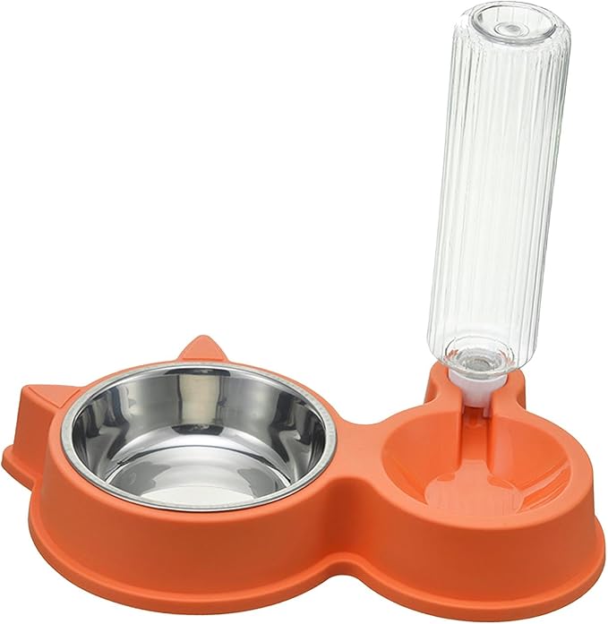 Dog Water and Food Bowl Set, 2 in 1 Automatic Cat Feeder Pet Water Dispenser Double Cat Bowls with Automatic Water Dispenser for Dogs Cats