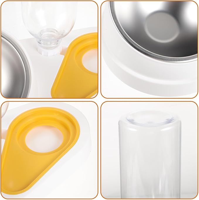 Automatic Pet Feeder and Water Bowl Detachable Dog Food Container White Cat Feeding Dish for Puppies and Small Dogs