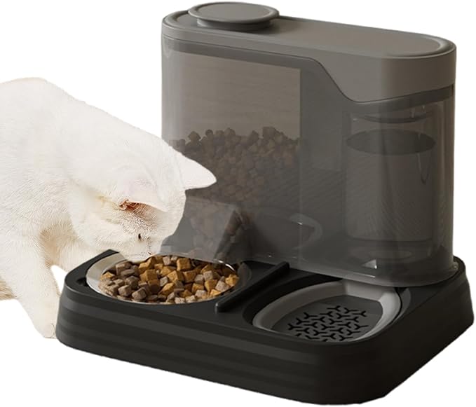 Portable Pet Feeding Station – Automatic Dog Feeder, Puppy Food and Water Bowl Dispenser | Travel Friendly Splash-Proof Container for Dogs, 2-in-1 Self Feeding System for Apartment or Vacation Homes
