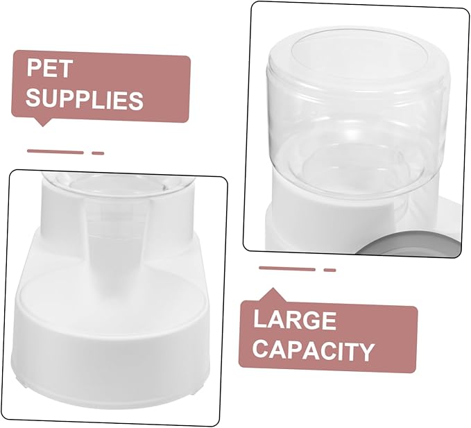 Automatic Cat Feeder Dispenser Self-Filling Dog Food Bowl Capacity Pet Feeding for Cats and Dogs Effortless Gentle Gray Design
