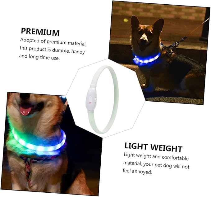 Sosoport USB Rechargeable LED Glowing Pet Collar Durable Flashing Dog Collar with Bright Nighttime Visibility Comfortable Wear Resistant Material for Safe Evening Walks