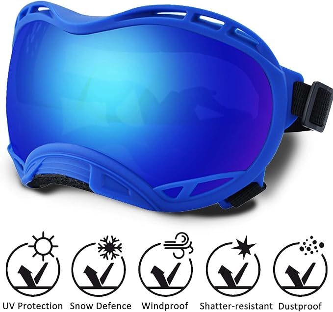 Dog Sunglasses,Doggles Anti-UV Protection,Pet Sunglasses with Adjustable Strap,Suitable for Motorcycle Car Driving Bike Riding Hiking Swimming Wind Dust Fog Dog Eye Protection