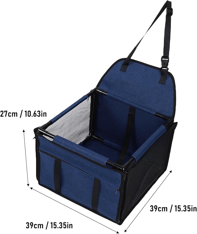 Pssopp Pet Travel Seat, Water Proof Foldable Portable Pet Car Seat Dog Travel Products Dogs Carriers for Car (Dark Blue)