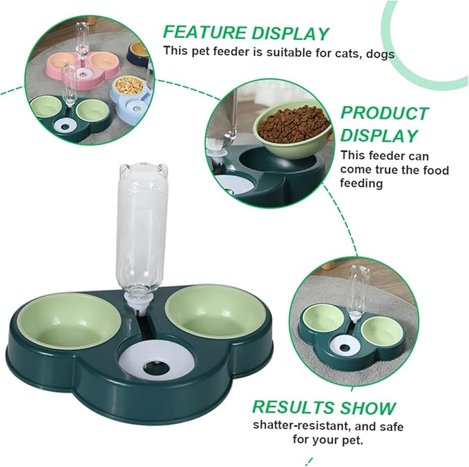 Automatic Pet Feeder & Water Dispenser - Multi-Function Food and Bowl for Dogs, Cats, and Small Pets Detachable Coral-Resistant Design