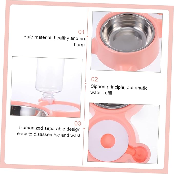 GANAZONO 1pc Automatic Pet Water Feeder Bowl Cat Dog Food Dispenser Easy to Detachable Design for Home Use Cat Ear Shape