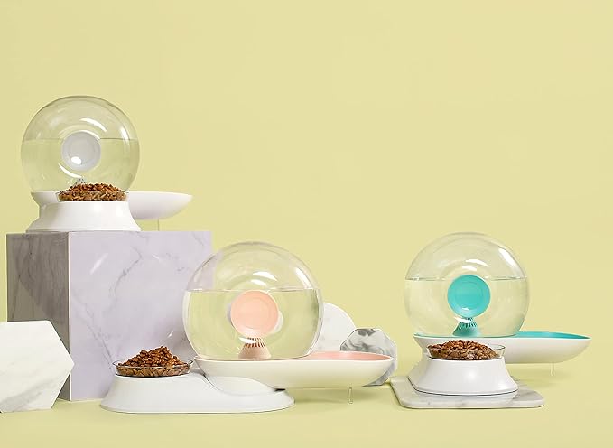 Pet Life ® 'Auto-Myst' 2-in-1 Snail-Shaped Gravity Filtered Automatic Cat and Dog Water Feeder and Pet Water Dispenser with 6-Pack Filters