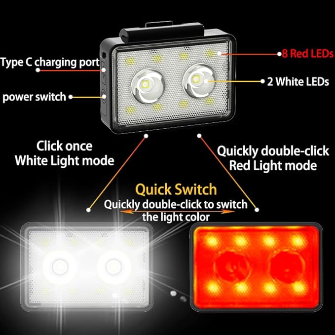 Rechargeable Dog Collar Lights, SUPPENGUIN 3+4 Modes Dog Lights Clip on for Night Walking, Night time, Portable, IP44 Waterproof (Black, 2 Pack)