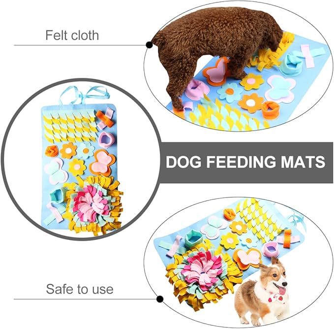 Happyyami 1Pc Dog Snuffle Mat for Nose Work Interactive Training Blanket for Dogs Feeding Cushion Energy Consuming Puzzle Mat Non Slip Design for Relief