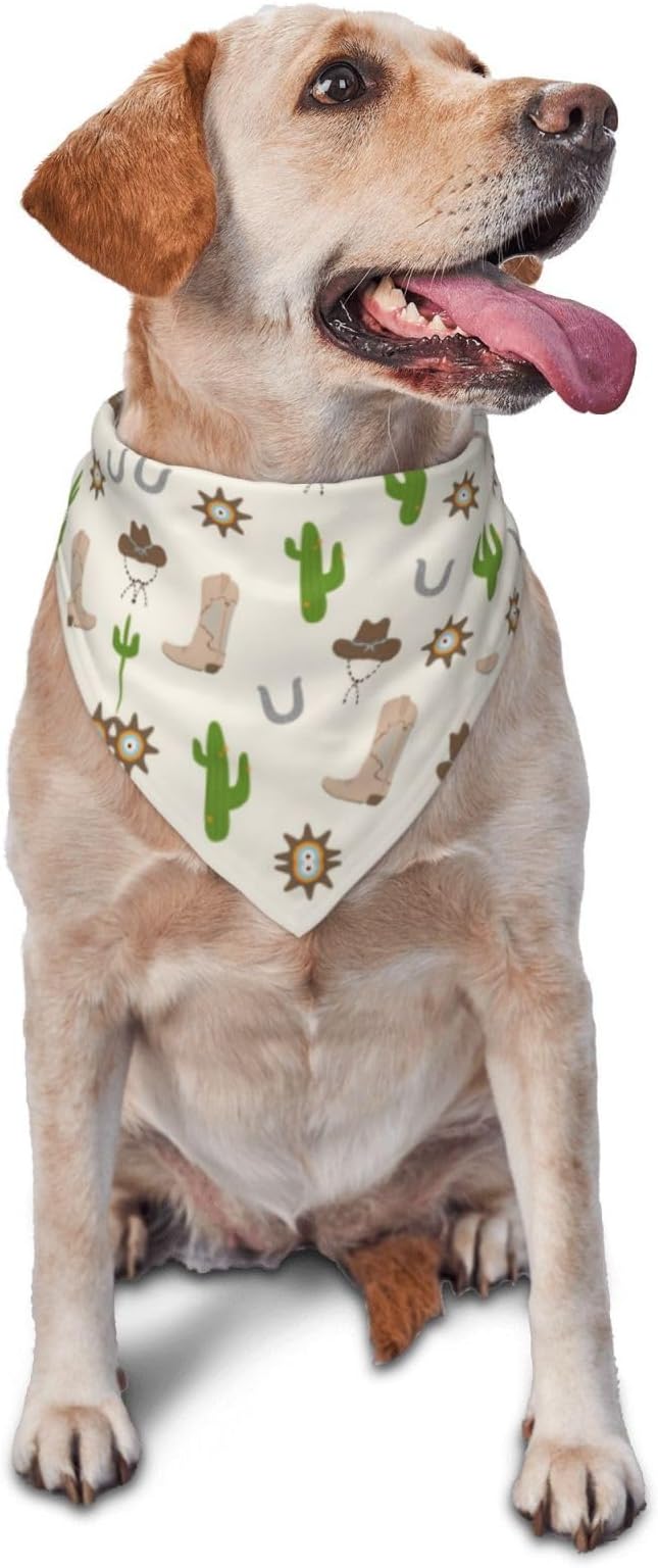 Western Dog Bandanas, Cartoon Cowboy Dog Scarf, Accessories Puppy Kitten Party Festival and Daily Wearing,West Cowboy Accessories Party Cosplay (Cactus)