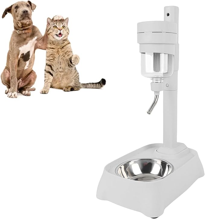 500ml Dog Standing Water Dispenser, Adjustable Height Stainless Steel Bowl, Automatic Feeder for Cat Dog, Enhances Home Decor, Prioritizes Pet Safety, Encourages Hydration