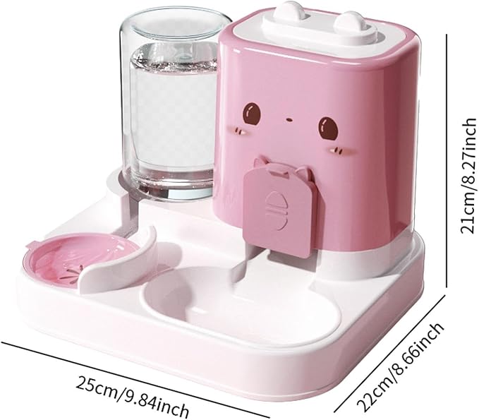 2 in 1 Automatic Pet Feeder with Water Dispenser, Removable Portable Pet Feeding Bowl for Cats Small Dogs Puppy, Food Grade PP Material, 1800ml Dry Food 800ml Water Capacity-