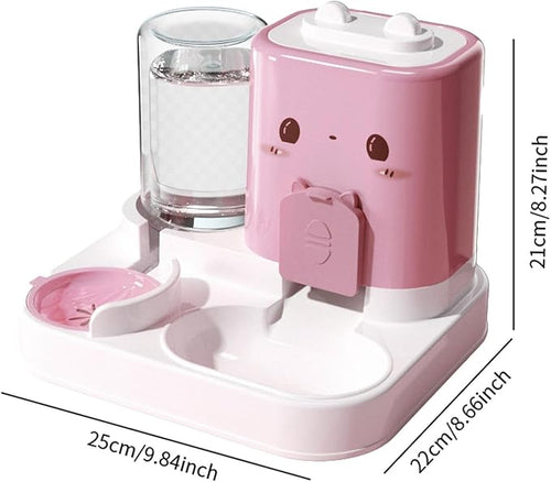 2 in 1 Automatic Pet Feeder with Water Dispenser, Removable Portable Pet Feeding Bowl for Cats Small Dogs Puppy, Food Grade PP Material, 1800ml Dry Food 800ml Water Capacity-