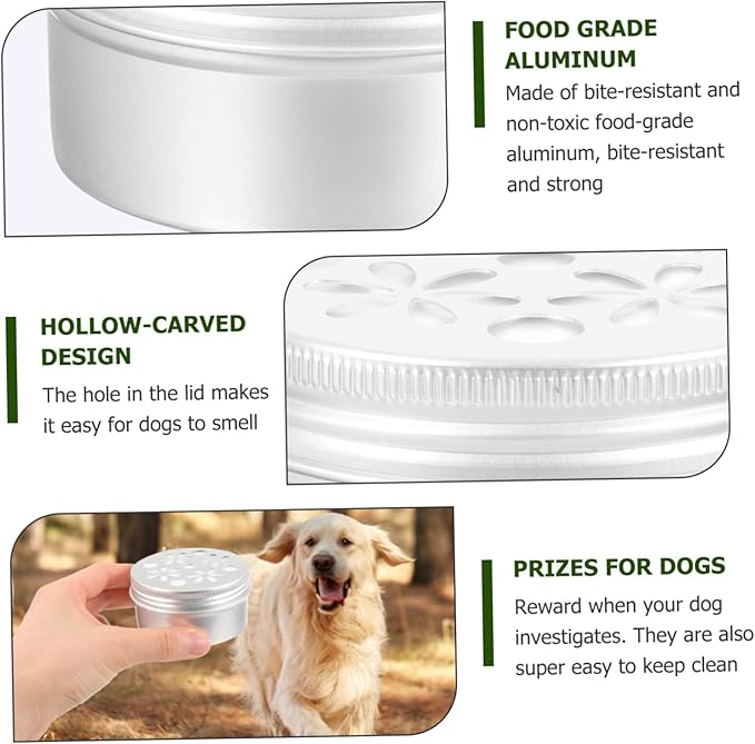 VANZACK 80ml Dog Scent Training Kit 10pcs Aluminum Sniffle Boxes for Canine Nose Work and Scent Detection Portable Odor Training Supplies for Dogs and Puppies