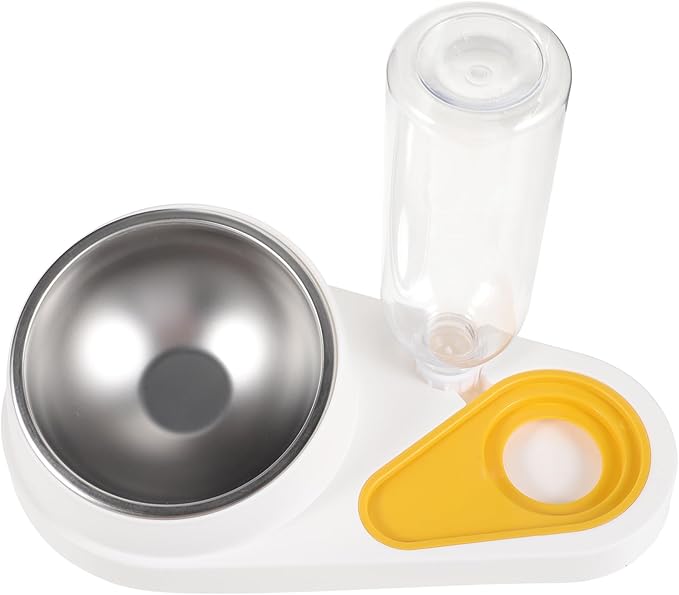 Automatic Pet Feeder and Water Dispenser, White Small Animal Feeder with Spill-Proof Dog Bowl for Cats and Dogs, Household Pet Feeding and Drinking Supplies