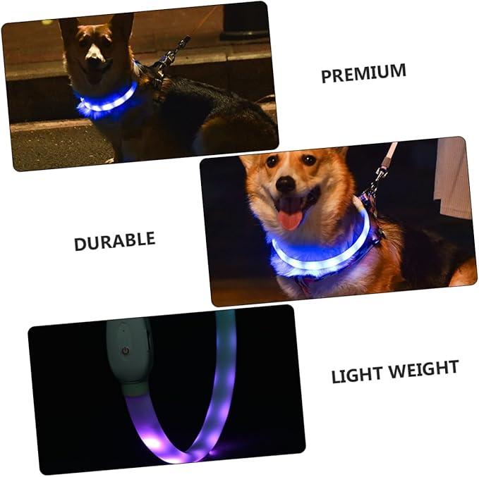Happyyami USB Rechargeable Luminous Pet Collar LED Light Up Dog Collar Lightweight Safety for