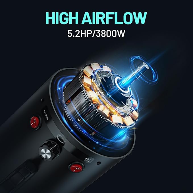 Dog Dryer High Velocity Dog Hair Dryer 5.2HP/3800W, Stepless Adjustable Speed Temperature Dogs Grooming Blow Dryer, Pet Dryer with 4 Nozzles,Blow Dryer for dogs, Yellow