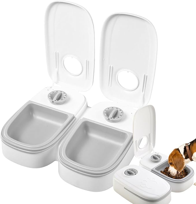Dog Automatic Feeder - 350ml Detachable Feeding Container - Detachable Automatic Dog Food Dispenser,for Treat Snack Meals Puppy Small Medium Large Breed Indoor Outdoor Apartment Balcony
