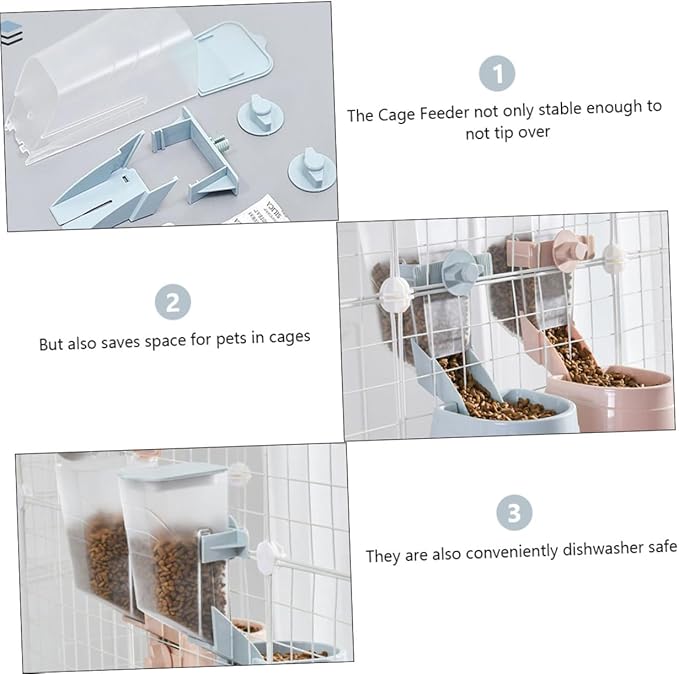 Kichvoe 2l Automatic Dog Feeder Hanging Pet Cage Feeder with Bowl, Space Blue Sturdy Pet Supplies for Puppies and Dogs